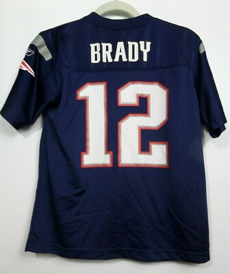 NFL Players Blue Jersey New England Patriots Tom Brady #12 Youth L
