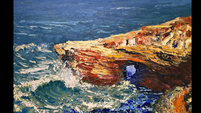 Impressive Oil painting. Sunset Cliffs. Painting ORIGINAL ...