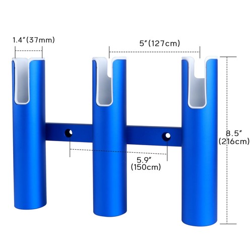 Blue-Aluminium 3 Tubes Marine Boat Fishing Rod Holder Flush Mount 3 Link Rod Pod - Picture 6 of 10