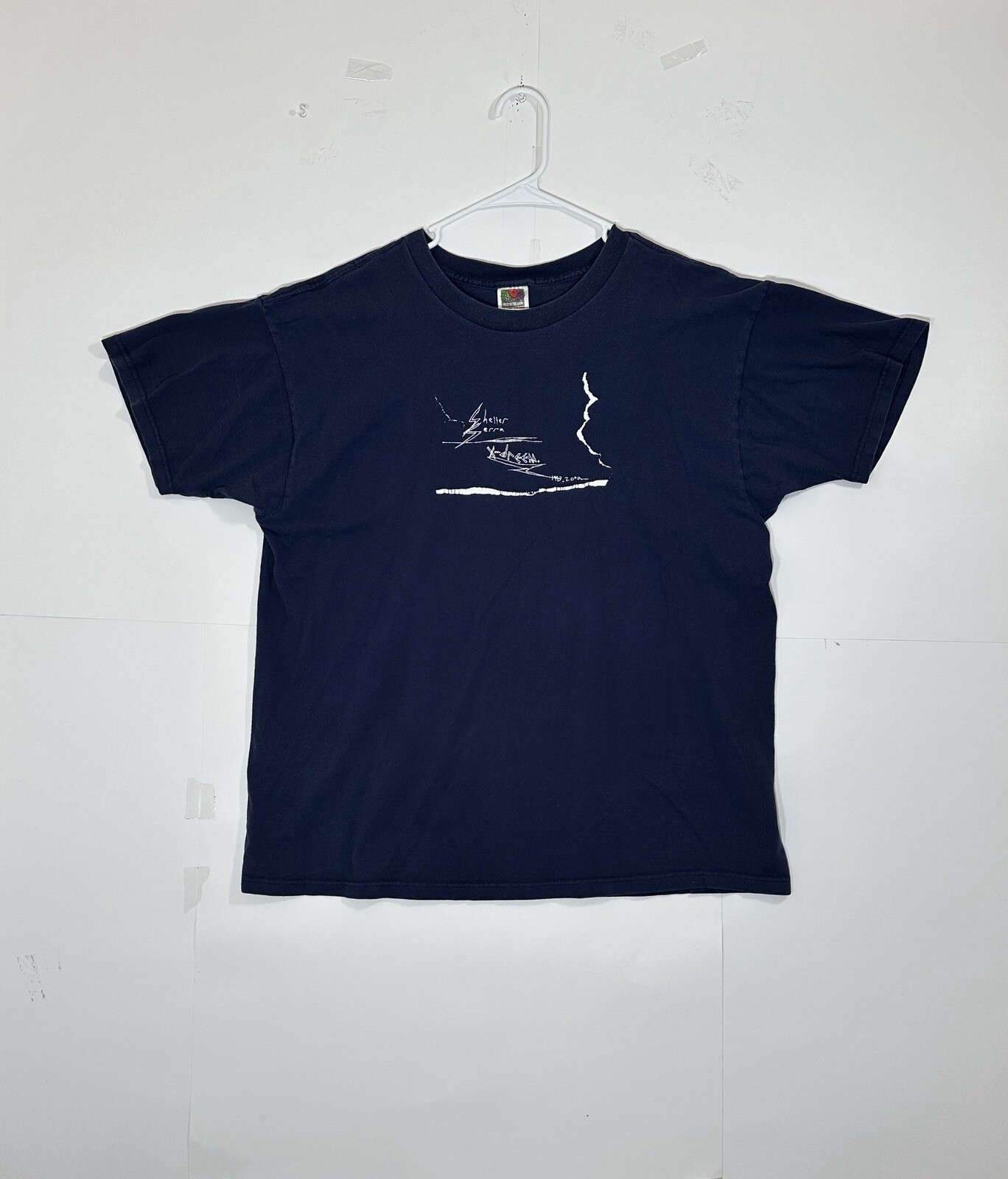 Shelter Serra Art Graphic T-Shirt Artist VTG Y2K Art Navy Tee Adult Size XL RARE