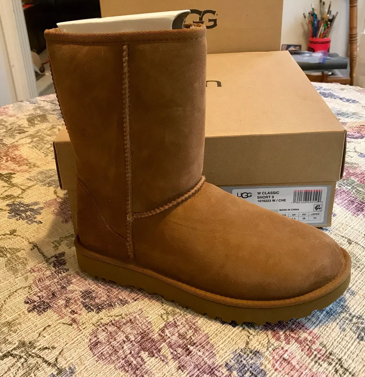 NEW UGG Womens Classic Short II 1016223 Boots, CHESNUT SIZE 7 NIB PERFECT