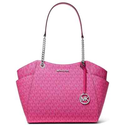 Michael Kors Jet Set Chain Large Signature Logo Shoulder Bag Dragonfruit $558