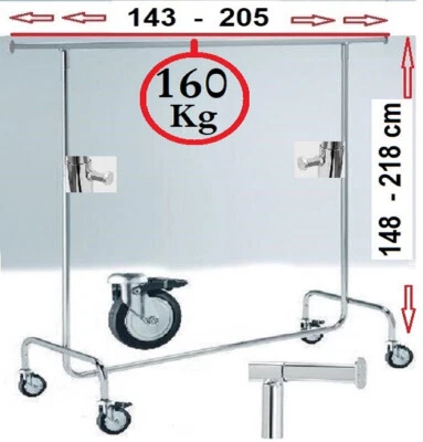 KLEIDERSTAENDER-COMPANY HERCULES Kleiderständer mit Rollen Rollgarderobe Kleiderstange Gardeobe 17.4.8