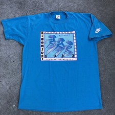Vtg T Shirt Bloomsday Spokane Washington Marathon Blue L Running Nike Swoosh 90s