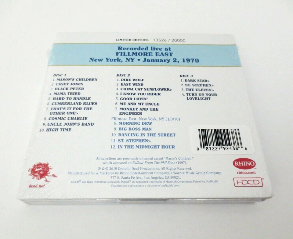 Grateful Dead Dave's Picks 30 Vol Thirty Fillmore East New York 1/2/70 1970 3 CD - Imagem 2 de 4