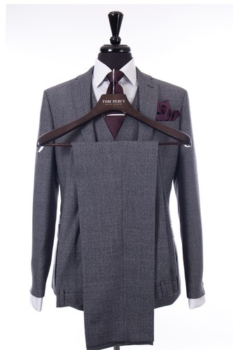Mens Grey Blue Check Wedding Suit Slim Fit 3 Piece 42R W36 L31 - Picture 10 of 11