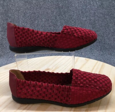Comfortview Bethany Woven Red flat loafers Shoes Womens 8M Slip On Maroon Casual