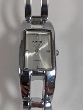 Kimio Silver Tone Dial Rectangle Case Bracelet Bangle Watch 6.5 Inch