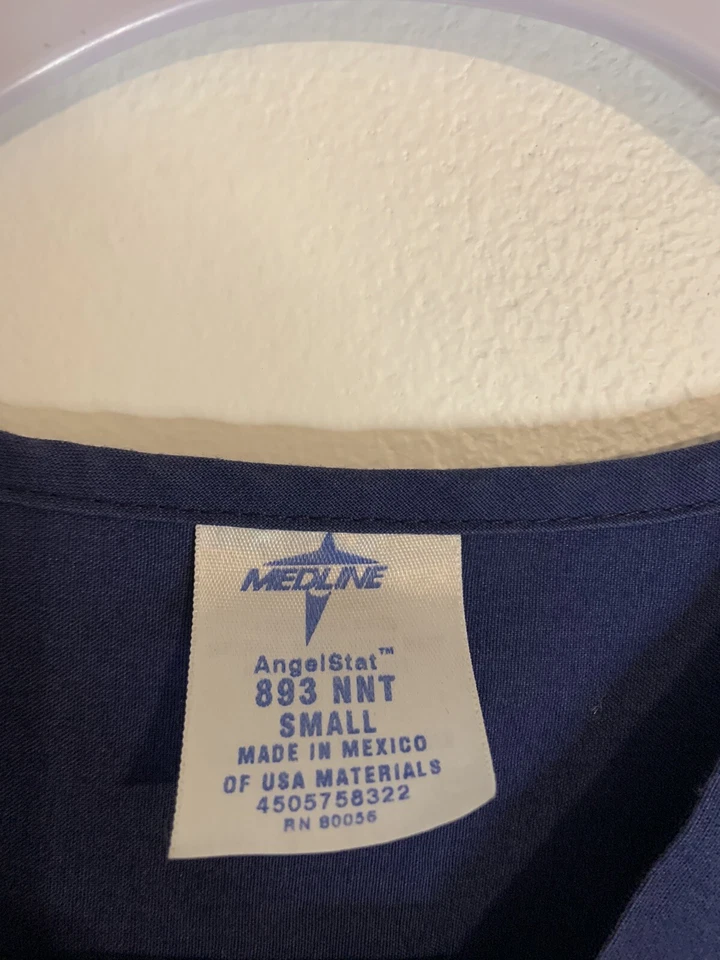 Blusa Médica Medline Uniforme Pequeño Azul Marino Cuello en V Foto 3 de 4