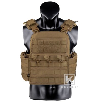 KRYDEX Plate Carrier Tactical Heavy Duty MOLLE Vest Coyote Brown w