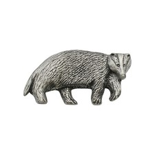 English Handmade Pewter Badger Brooch Presented In Personalised Gift Box