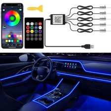 Interior Car Lights with Wireless APP and Remote Control, 5 in 1 RGB Ambient