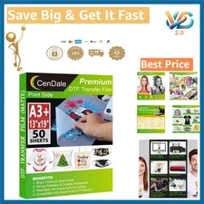 DTF Transfer Film 13x19 A3 Plus 50 Sheets Clear Double-Sided New