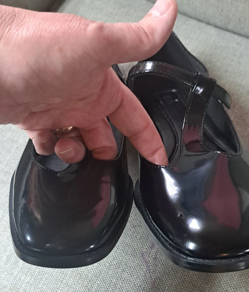 Zara Mary Jane Leather Ballet Flats Sz 40 US 9 Black Square Toe Preppy Chic - Image 3 of 4