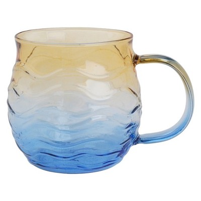 Handcrafted Sea Glass Mug With Ocean Waved Design 12Oz Durable Drinkware For