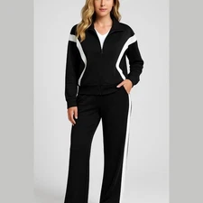 Women's ANRABESS NWT Black & White Track Pants & Joggers Set, Size L