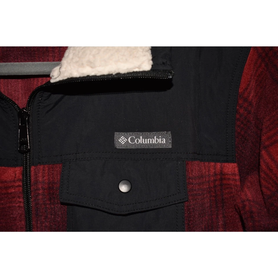 Chaqueta polar COLUMBIA $100 Benton Springs superpuesta roja a cuadros mediana Foto 3 de 4