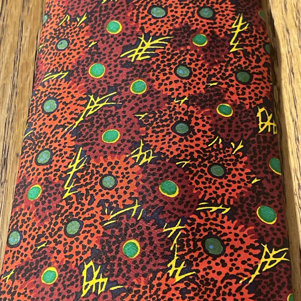 Corbata de seda floral salvaje diseñador vintage años 60 Lanvin Paris para B. Altman & Co. Foto 4 de 4