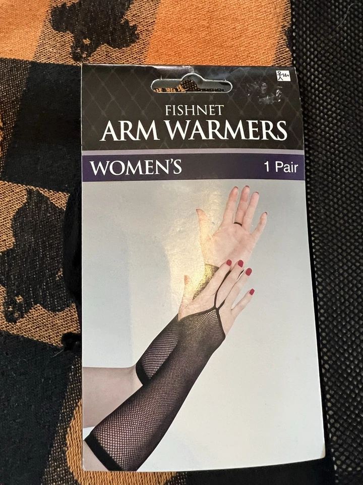 Women’s Arm Fishnet Warmers Fingerless Gloves Halloween - Image 2 of 3