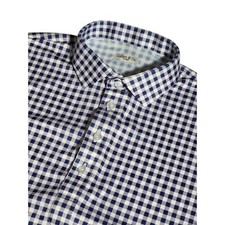 Collars Co Mens XL Gingham Polo Shirt Navy White Performance Short Sleeve XL