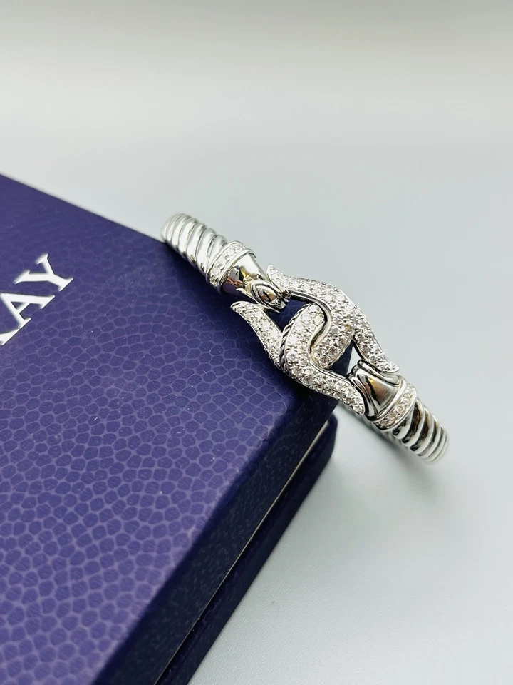 Brazalete con bisagras Scott Kay de plata esterlina 925 circonita cúbica ecuestre tamaño 6,5" Foto 3 de 4