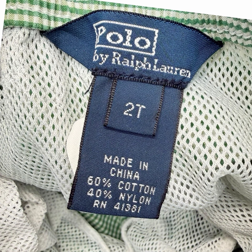 Bañador Polo Ralph Lauren Pantalones Cortos Niño Pequeño 2T Verde Blanco Bolsillos a Cuadros Foto 2 de 4