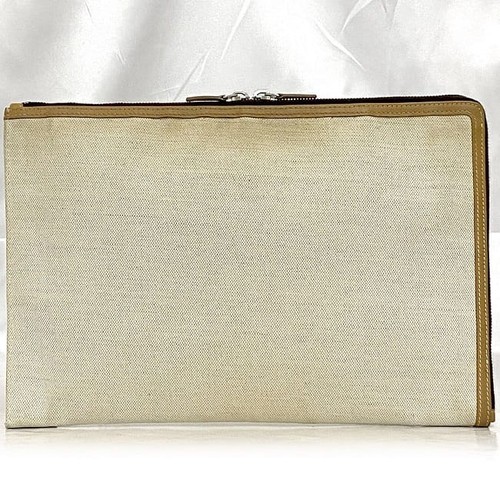 Balenciaga Clutch Bag Ec-22272 Beige Natural 419994 Handbag Canvas Leather Used - Picture 3 of 10