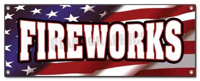 72'' Fireworks Banner Sign - Heavy Duty Outdoor Vinyl for Stores