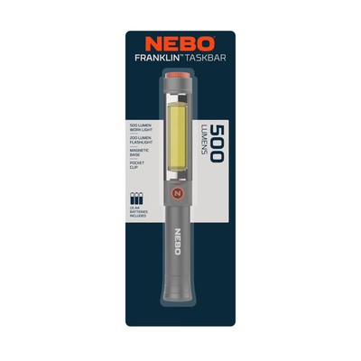 NEBO Franklin Taskbar 500 Lumen COB Work Light Flashlight with 7 Modes (Gray)