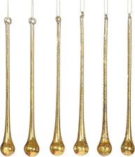Set of 6 Decorative 8" Glass Icicle Drop Hanging Christmas Tree Ornaments, An...