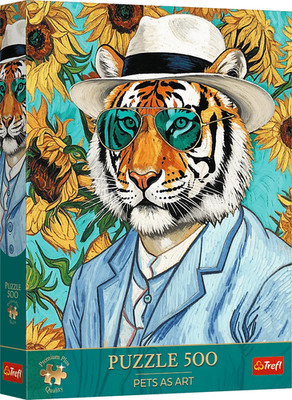 NEW TREFL Jigsaw Puzzle 500 Pieces Premium Pets as Art Mr. Tiger and Sunflower