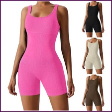 Women  s Yoga One-Piece Short Tracksuit Gym Fitness Bodysuit Workout Set