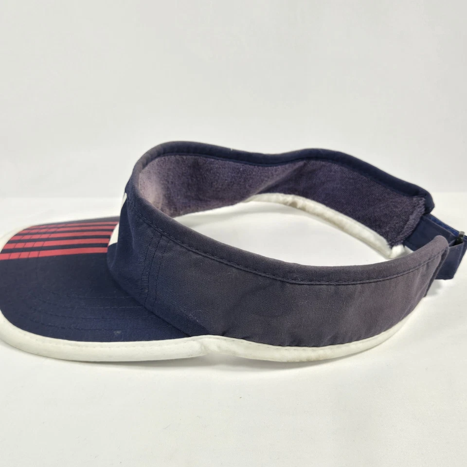Wilson US Open Visor Hat Cap Strap Back Unisex Red Blue Stripes Adjustable VTG - Image 3 of 4