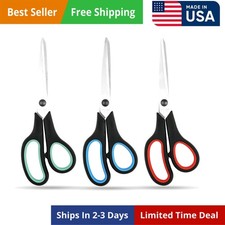 3-Pack 8" Heavy Duty Scissors with Ultra Sharp Blades and Comfort Grip Handle...
