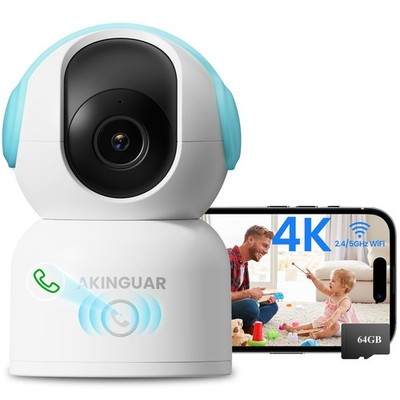 AKUAR 4K 8MP Innenkamera kabellos, ohne Monatsgebühr, 360° schwenkbar/neigbar, ohne Abo