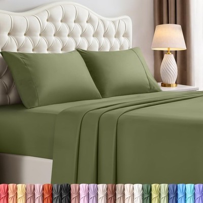 Utopia Bedding Queen Size Sheet Set   4 Piece Bed Sheets, Soft Queen, Olive 