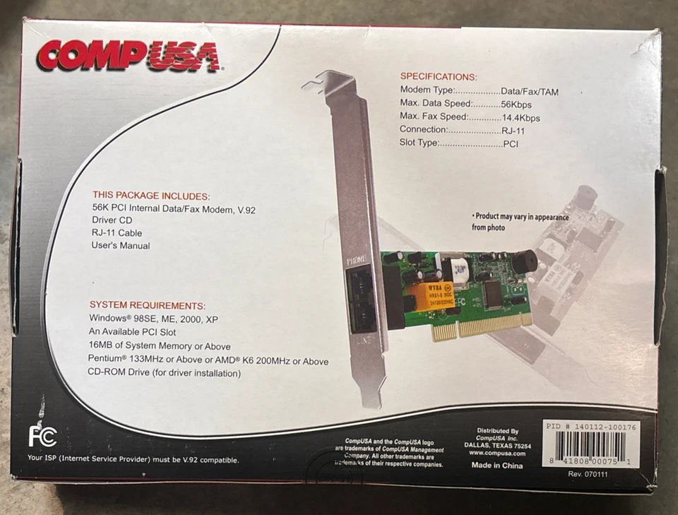 Modem Internal PCI 56K V.92 Data/Fax Modem - Image 2 of 2
