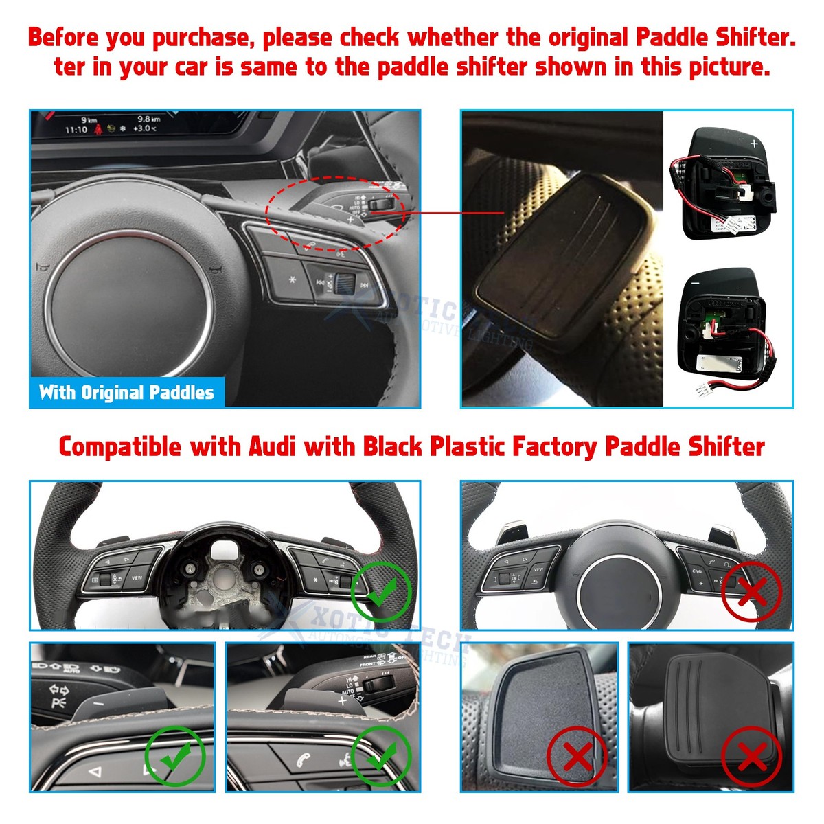 Schaltwippen für Audi A1 A3 S3 A4 S4 A5 S5 Q2 SQ2 Q3 Q5 SQ5 Q7 SQ7 Q8 SQ8 TT TTS