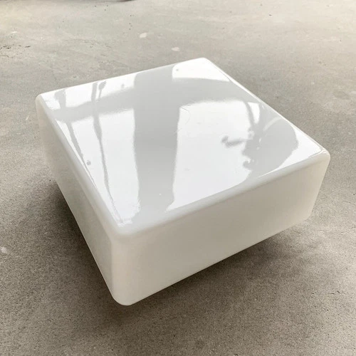 Vintage Square Milk Glass Flush Mount Lamp, Unused NOS Wall or Ceiling Light