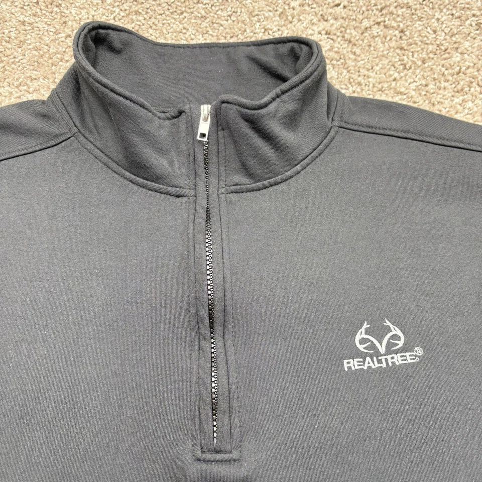 Realtree Mens Fleece Sweater 1/4 Zip Mens Size 2XL Black Pullover Outdoor Hiking - Image 2 of 4