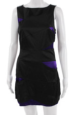 Alice + Olivia Womens Bodycon Mini Dress Black Sleeveless Zip Size S