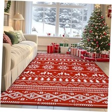 Christmas Area Rug 5x7, Non-Slip Washable Snowflake Living Room Rug with