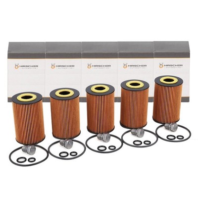 5x HIRSCHER Ölfilter + Schraube für VW GOLF 5 6 PASSAT TOURAN T5 T6 1.6/2.0 TDI