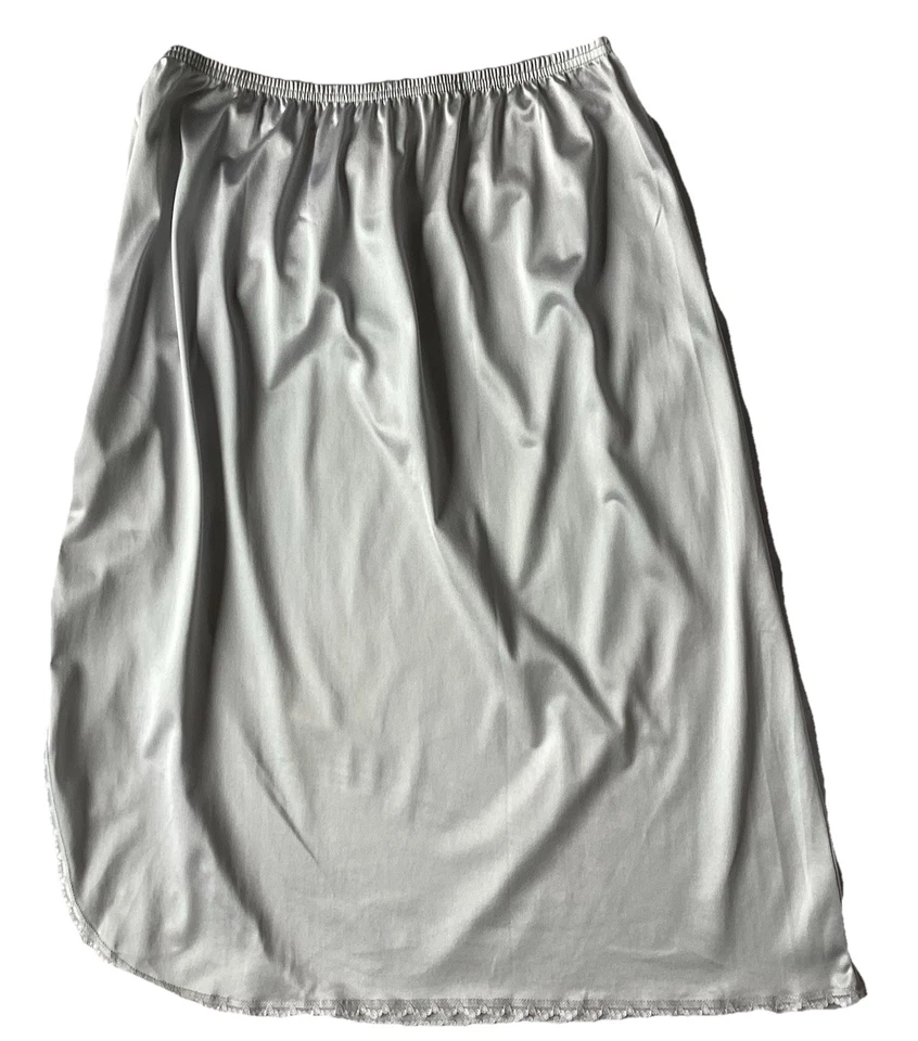 Body Lites VTG 90s J.C.Penney Gray Half Slip Skirt Lace Slit Edge USA Lingerie M - Image 3 of 4