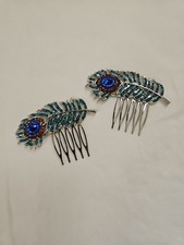 Peacock Rhinestone Hair Combs Pair For Wedding Prom