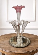 Antique Glass Epergne On Mirrored Base