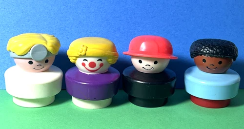 4 Vintage 90’s Fisher Price Chunky Little People Figures Lot Clown Doctor