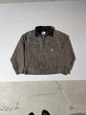 Vintage Carhartt Trucker Jacket Mens Size XL Dark Brown Blanket Lined 90s JB182