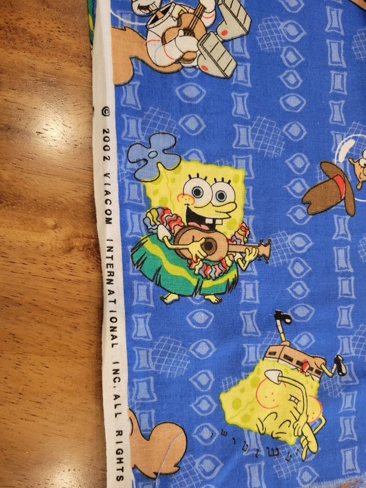 Tela de edredón de algodón azul esponja Bob Sandy Hula guitarra música baile 2000,81 yardas Foto 4 de 4