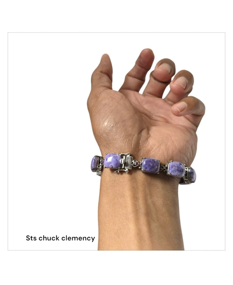 Brazalete retirado STS Chuck Clemency plata esterlina charoita amatista Foto 4 de 4